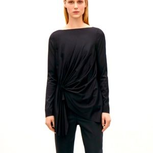 COS Drape Front Detail Top in Dark Blue Size S